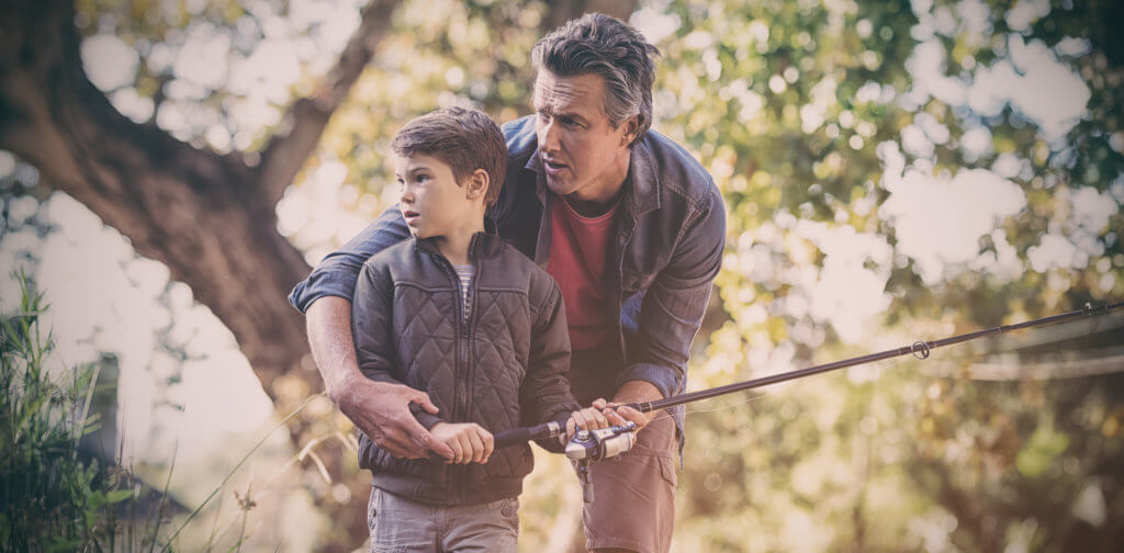 father and son fishing